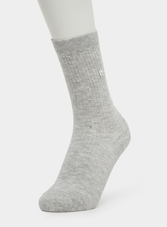 ستايلي طقم من قطعتين - جوارب كلاسيكية مضلعة ومزينة - Image 3